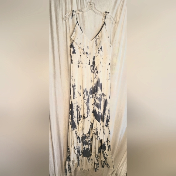 Guess Blue and White Tie-Dye Maxi High Low Dress Sz L - Picture 5 of 11